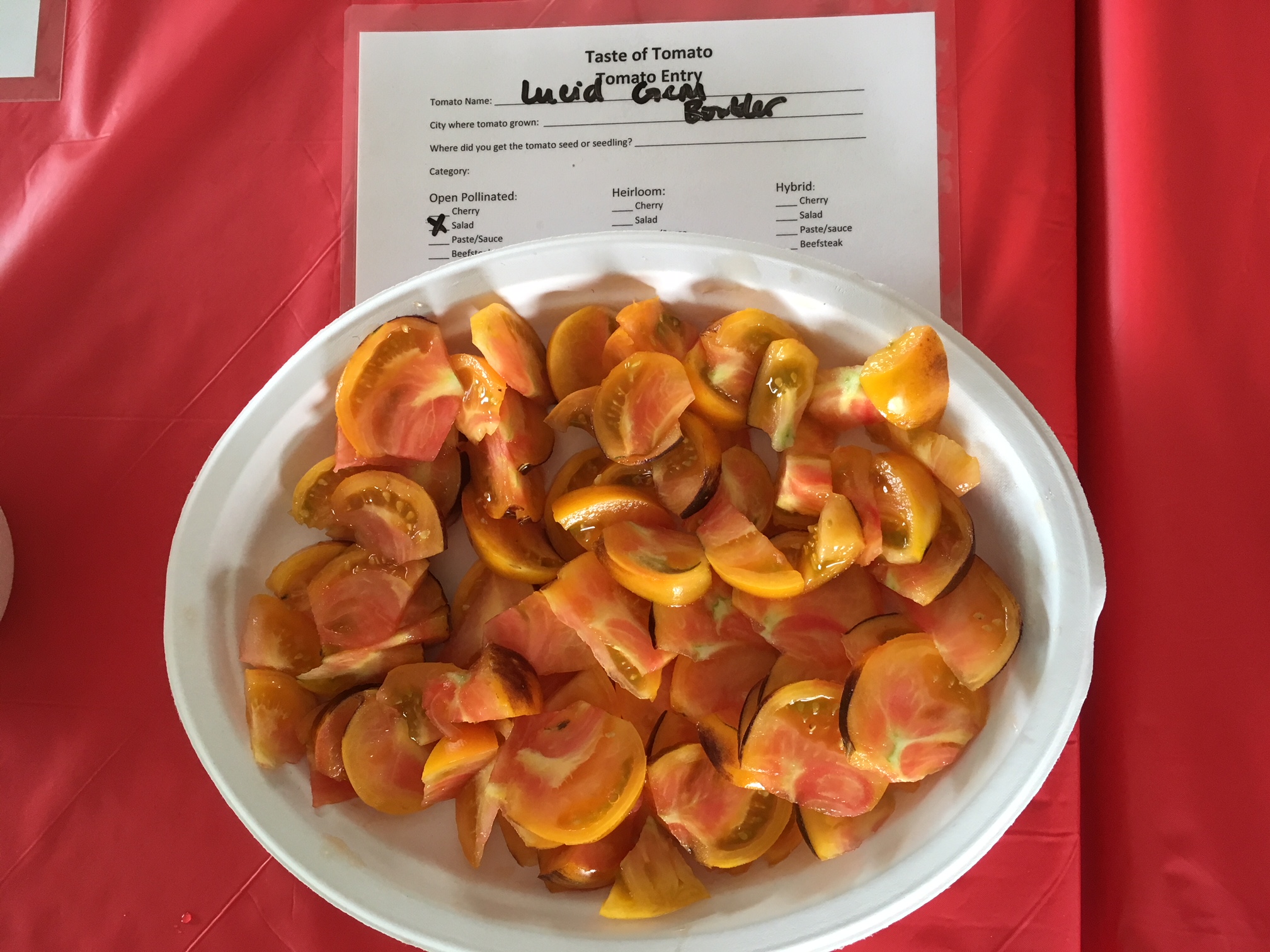 tomatoes cut up for tasting